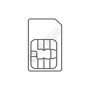 SIM卡图标 矢量插图 平面设计手机细胞网络卡片规格电子芯片互联网工具商业图片