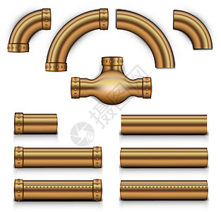 管道铜金属管合金板套件插画