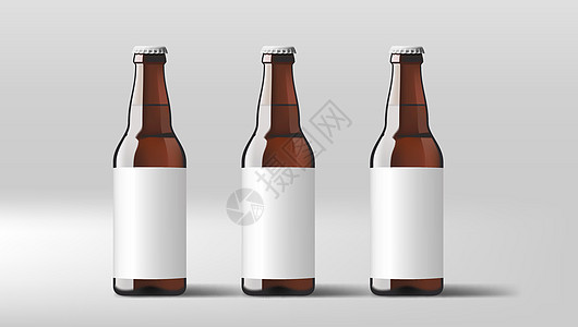 带白标签的现实的清啤酒瓶饮料小样白色广告工艺产品包装嘲笑空白玻璃图片