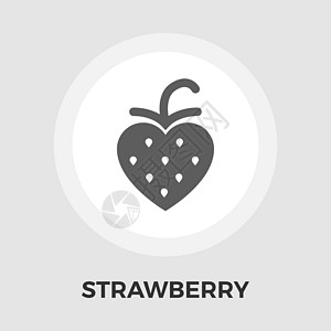 草莓矢量平板图标正方形食物绘画水果种子艺术甜点养分插图叶子图片