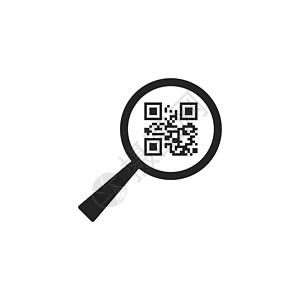 QR码 放大图标 矢量插图 平面设计电子商务身份数据正方形密码二维码产品店铺玻璃条形码图片