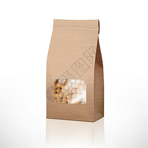 使用透明窗口的棕色手工艺纸皮箱包装回收小麦窗户生态工艺碎粒圆圈标签食物小吃图片
