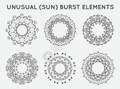 太阳爆破老旧形状收集套太阳射线框架反向矢量设计元素标识插图收藏边界徽章手工潮人邮票风俗闪光背景图片