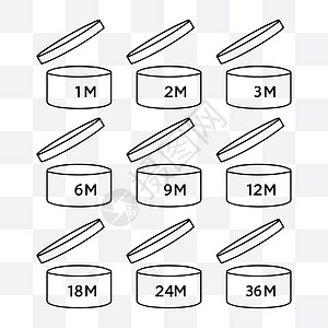 打开符号 矢量插图 平板设计之后的时期徽章架子几个月寿命标签标识奶油令牌黑色洗发水图片