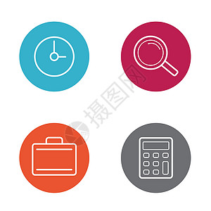 带有图标的矢量圆圆圆按钮可用作 Logo 或图标大小收藏圆圈人士金融利润文件夹数字服务库存图片
