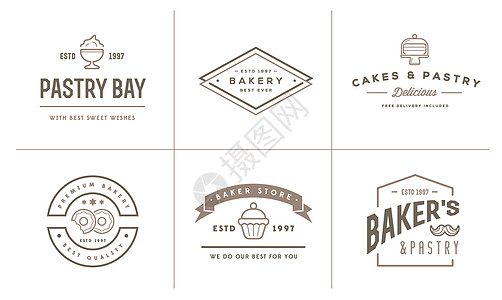 一组矢量烤烤糕饼元素和面包图标说明可用作保费质量的Logo或图标搅拌机商品咖啡横幅柱塞配件厨房糕点咖啡店小麦图片