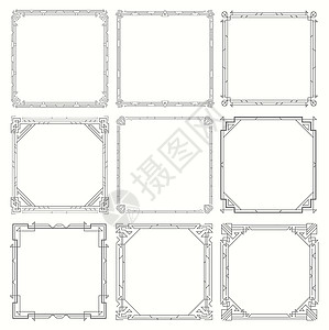艺术代科或新诺华的9个矢量套装饰框架图片