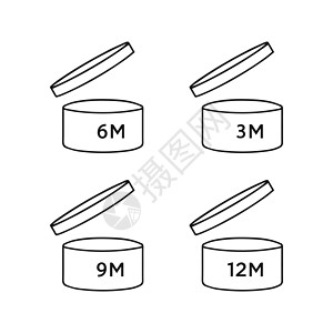 打开符号 矢量插图 平板设计之后的时期按钮生活过期标识白色黑色香脂产品杂货店架子图片