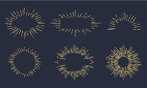 太阳爆破老旧形状收集套太阳射线框架反向矢量设计元素标签徽章焰火收藏火花潮人繁荣波峰邮票插图图片