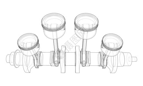 带有活塞大纲的发动机曲柄式阀门曲柄卡车机械引擎插图生产加工齿轮技术图片