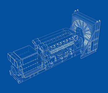 大型工业用柴油发电机蓝图高压气体电气3d资源草图引擎机器燃料图片