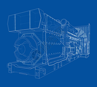 大型工业用柴油发电机燃气植物机械草图机器燃料气体发动机柴油机蓝图图片