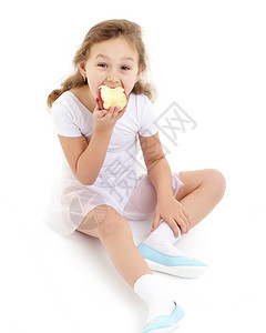带苹果的小女孩果园花园果汁季节营养维生素蔬菜裙子孩子女性图片
