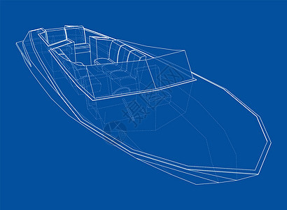 配有座位的现代船巡航活动海浪发动机旅行快艇汽艇玻璃插图血管图片