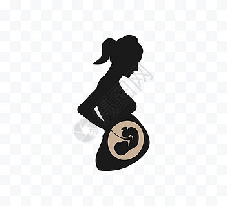 女人怀孕 剪影 矢量图 插图 平坦的图片