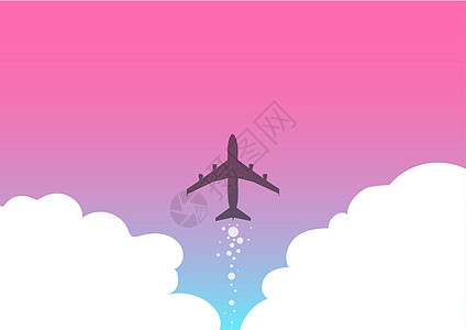 飞机发射快速直达天空的插图 飞行高在天空的飞机图画 喷气机设计漂浮在空中与云彩海浪卡通片商业货物计算机勘探冒险螺旋桨技术方式图片