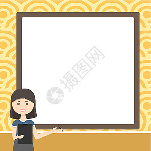 女士绘图站着拿着剪贴板向团队提出新想法 使用木板为学生展示新技术老师商务课堂职业黑板男孩们绘画微笑男人童年图片
