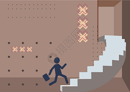 穿着西装的绅士在大台阶上向上奔跑 穿制服设计的人爬大楼梯显示进步和改进套装解决方案速度跑步商务成就危险金融成人生长图片
