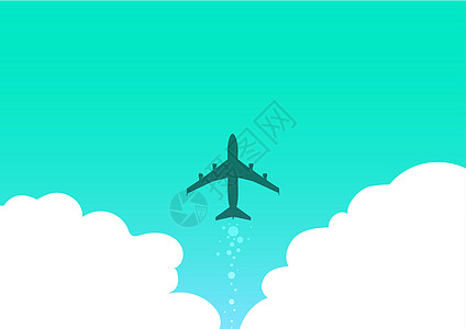飞机发射快速直达天空的插图 飞行高在天空的飞机图画 喷气机设计漂浮在空中与云彩车辆集装箱绘画乘客航天工业旅行图形交通海浪飞行器图片