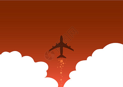 飞机发射快速直达天空的插图 飞行高在天空的飞机图画 喷气机设计漂浮在空中与云彩螺旋桨假期游客旅行机翼海浪商务方式车辆冒险图片