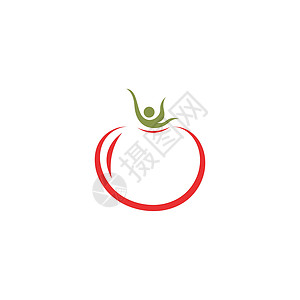 番茄图图标标识设计矢量说明插图饮食白色食物绿色叶子蔬菜红色图片