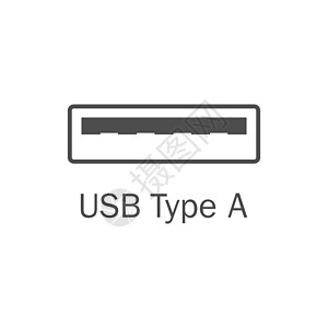 Usb 端口图标 A 矢量插图 平面设计图片