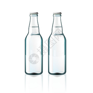 白上孤立的清水玻璃瓶气泡白色瓶子饮料水分生态玻璃草稿蓝色啤酒图片