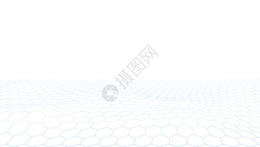 3D 未来六边形技术概念浅色背景流动作品海浪白色墙纸横幅卡片插图蓝色商业图片