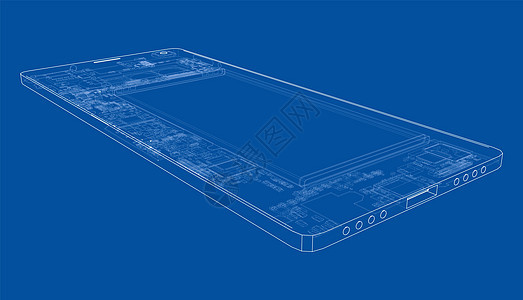 智能电话概念大纲碰撞塑料展示监视器案件蓝图电池传感器电子产品技术背景图片
