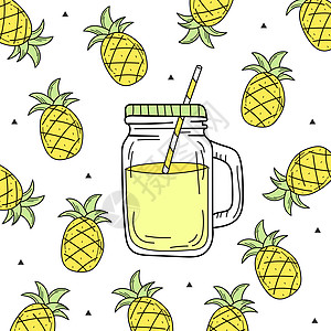 在玻璃罐中手绘西瓜柠檬水 惠特上的矢量柠檬果汁乐趣奶昔饮食石匠涂鸦玻璃酒吧橙子图片