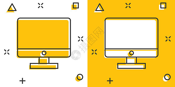 Tv 在孤立的背景中显示卡通矢量插图 监视象形图飞溅效果商业概念   info whatsthis屏幕互联网液体笔记本技术电子电图片