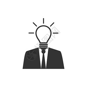 商务人士有一个想法图标 矢量插图 平板设计创新人士男人技术白色思考商业发明思维灯泡图片
