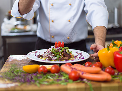 烹饪厨师 装饰美食沙拉餐厅酒店服务蔬菜厨房帽子职业盘子食物图片