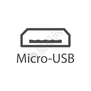 Usb 端口图标 微型 USB 标志 矢量图 平面设计图片