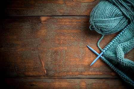蓝编织羊毛材料手工针线活娱乐爱好蓝色细绳工艺工作创造力图片