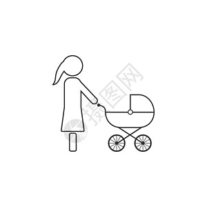 妈妈 婴儿车图标 矢量插图 平板设计运输母亲孩子父母成人越野车母性接穗新生女士图片