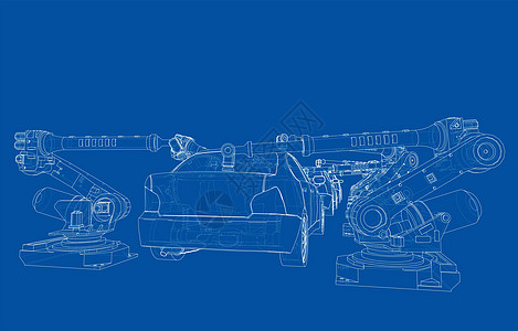 工厂3D图机动车辆组装 3d 插图自动化力量生产机械科学商业控制车辆运输工程背景
