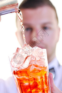 白色背景上孤立的巴曼肖像派对职业摇床服务员柜台酒吧宴会饮料男人服务图片