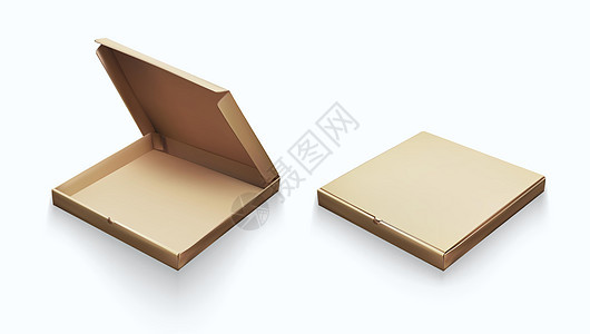 用于品牌化的现实纸板空空清披萨盒餐厅棕色食物零售空白包装盒子贮存插图正方形图片