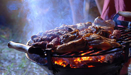 烤鸡食物野餐派对烧伤烹饪壁炉烧烤屁股香肠火焰图片