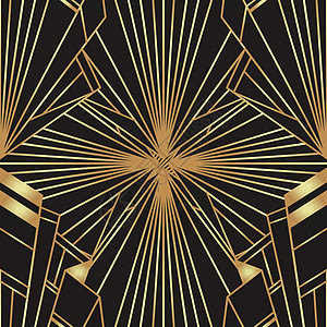 装饰艺术风格的黑色和金色几何无缝图案 矢量图 咆哮的 1920 设计 爵士乐时代的灵感橙子条纹插图金子标题角落网格倾斜平行线钻石图片