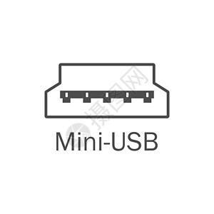 Usb 端口图标 Mini-usb 矢量图解 平面设计图片