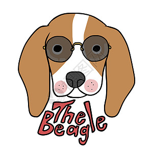 Beagle狗戴太阳镜卡通矢量插图图片