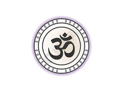 Aum om 符号 矢量插图 平面设计节日艺术上帝装饰品哲学咒语运气瑜伽书法脉轮图片