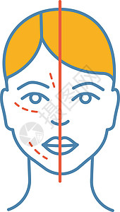神经毒素注射前后彩色 ico女士女性卡通片药品胶原老化化妆品蓝色皱纹皮肤图片