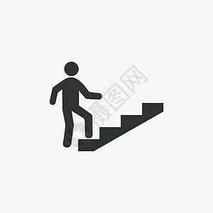 楼梯 职业阶梯图标 矢量插图 平面设计人士出口进步经理身体导航帮助工作男人成功图片