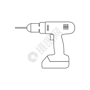 电动手钻图标 矢量插图 平板设计网站工作建设者家庭机器网络装置维修工具机械图片