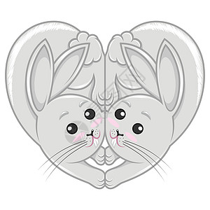 心脏形状兔子的插图投标艺术家情怀诊所家畜农场收容所哺乳动物护理关系图片
