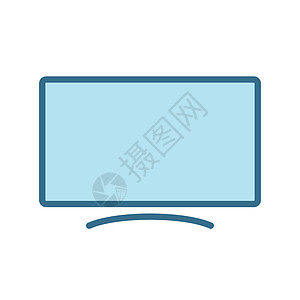 智能电视线性蓝色图标隔离在白色背景上 智能设备技术平面矢量图标 带有蓝色笔划 用于网络和移动应用程序 ui 设计和打印 智能电视图片