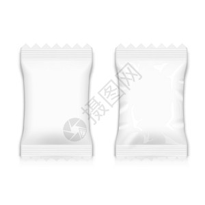 现实的白色白板平滑和破碎的邮袋包袋装筹码挫败塑料巧克力产品插图样本糖果小吃图片